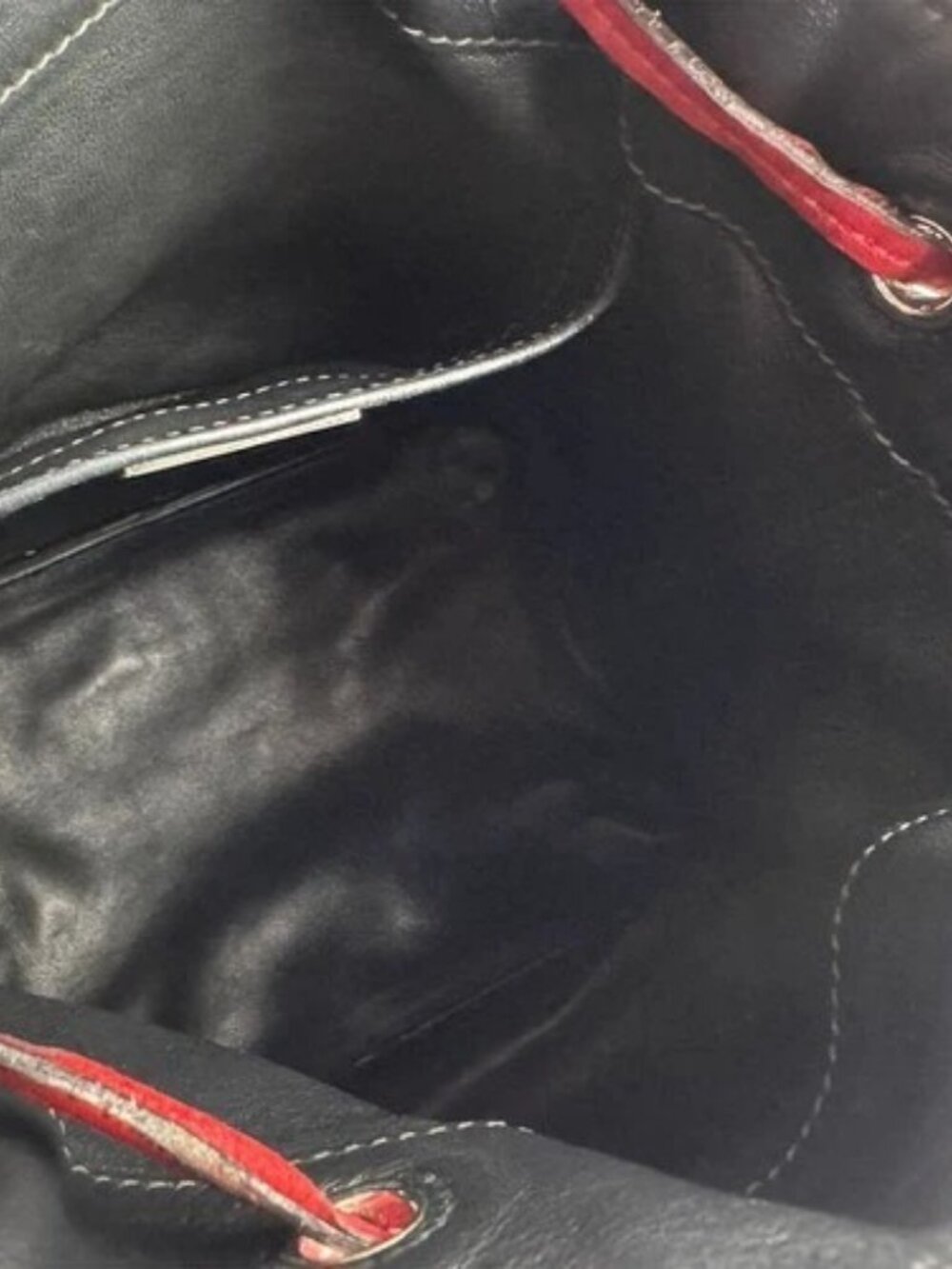 Auth PRADA Handbag Shoulder Bag Red/Silver Leather/Metal - z9575 - Picture 5 of 14